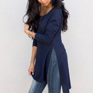 Navy Joyfolie Mia Joy Aspen off the shoulder tunic